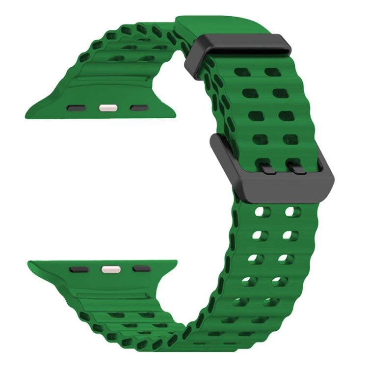 For Apple Watch Series 4 44mm Ocean Dual-Row Hole Silicone Watch Band(Alfalfa) - free shipping - PMc TechLife - Order now!