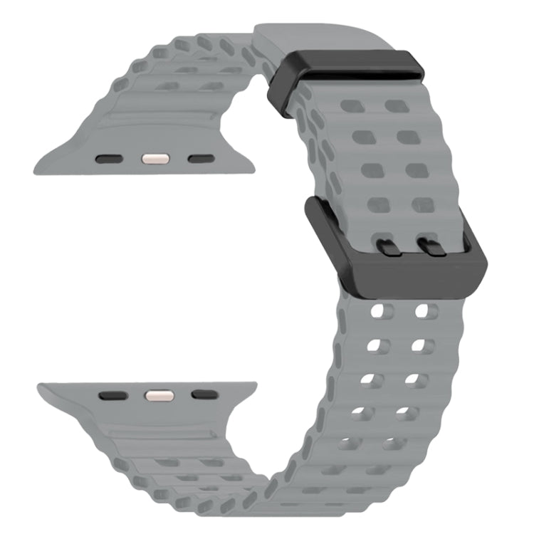 For Apple Watch Series 4 44mm Ocean Dual-Row Hole Silicone Watch Band(Cloudy Gray) - free shipping - PMc TechLife - Order now!
