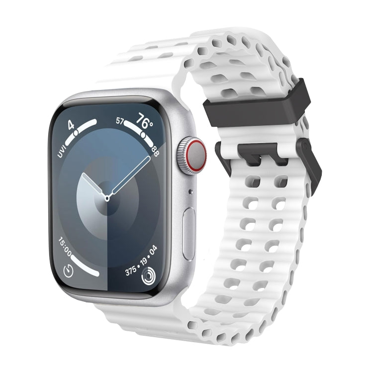 For Apple Watch Series 3 42mm Ocean Dual-Row Hole Silicone Watch Band(White) - free shipping - PMc TechLife - Order now!
