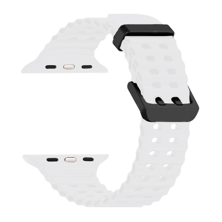 For Apple Watch Series 3 42mm Ocean Dual-Row Hole Silicone Watch Band(White) - free shipping - PMc TechLife - Order now!