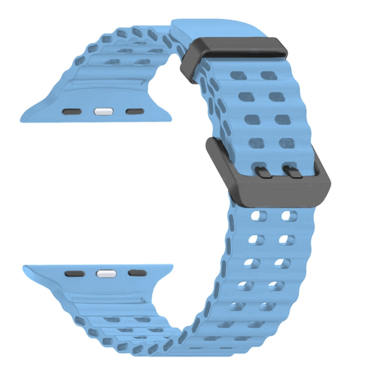 For Apple Watch Series 3 42mm Ocean Dual-Row Hole Silicone Watch Band(Premium Blue) - free shipping - PMc TechLife - Order now!