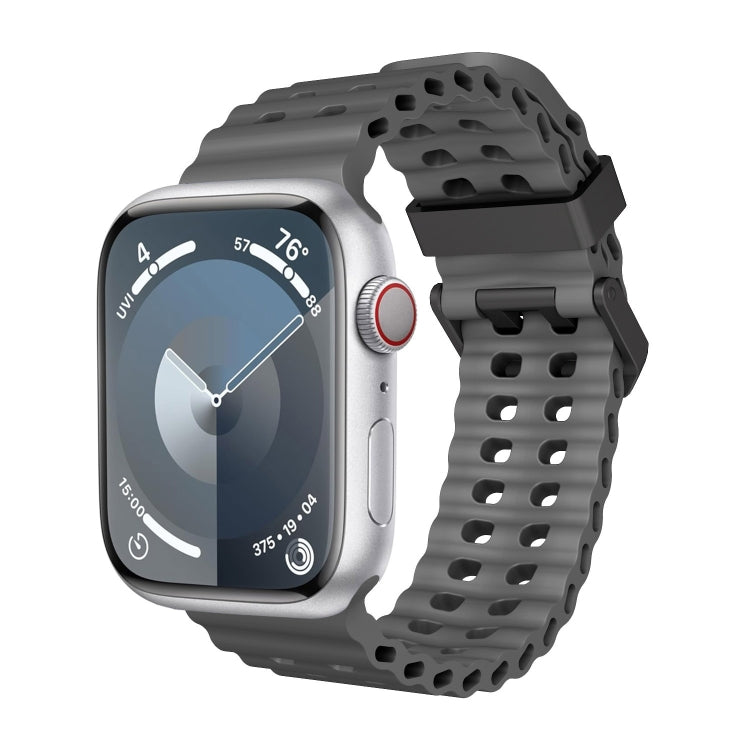 For Apple Watch Series 3 42mm Ocean Dual-Row Hole Silicone Watch Band(Grey) - free shipping - PMc TechLife - Order now!