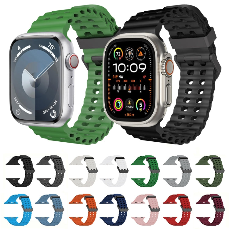 For Apple Watch Series 6 44mm Ocean Dual-Row Hole Silicone Watch Band(Alfalfa) - free shipping - PMc TechLife - Order now!