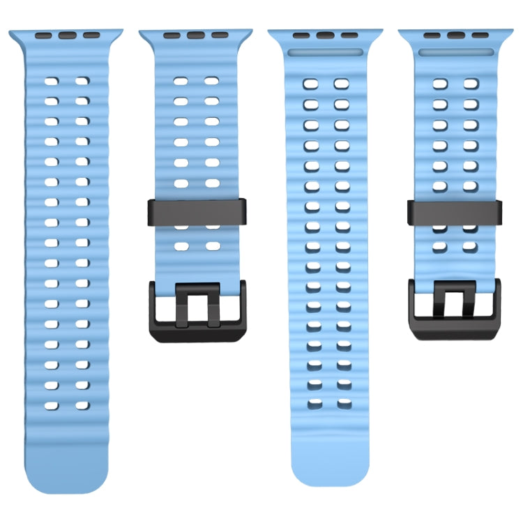 For Apple Watch Series 4 44mm Ocean Dual-Row Hole Silicone Watch Band(Cloudy Gray) - free shipping - PMc TechLife - Order now!