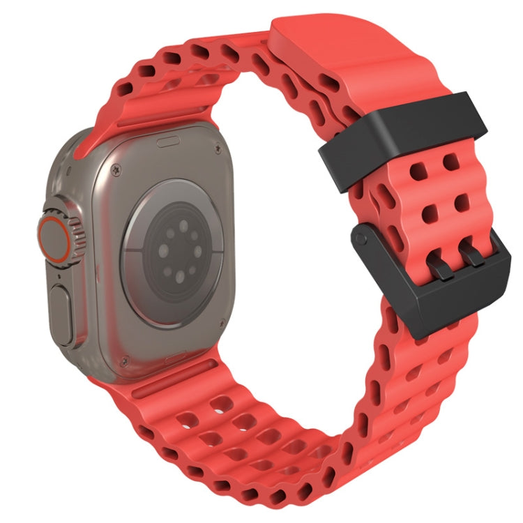 For Apple Watch Series 9 45mm Ocean Dual-Row Hole Silicone Watch Band(Cloudy Gray) - free shipping - PMc TechLife - Order now!