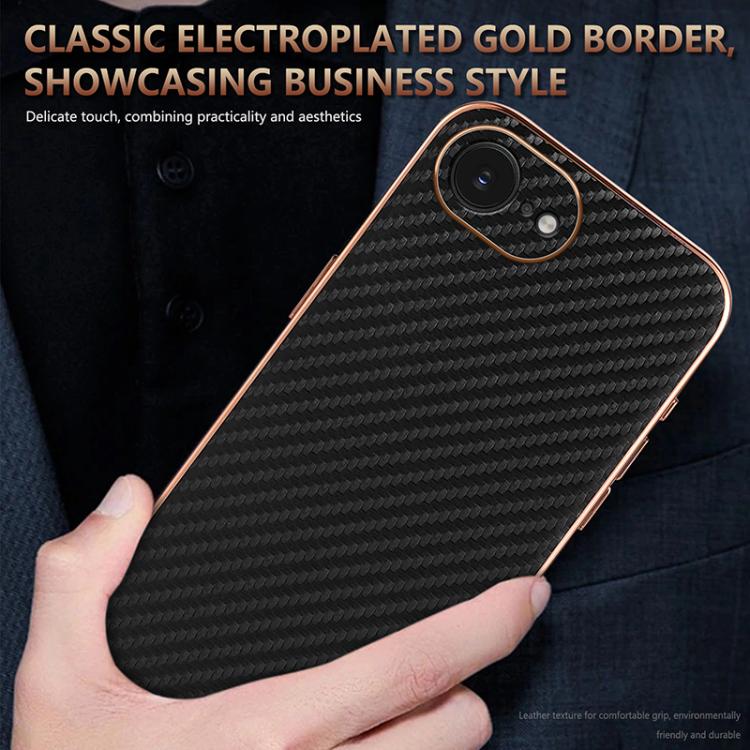 For iPhone 16e AZNS Electroplated Edge Carbon Fiber Texture Phone Case(Green) - free shipping - PMc TechLife - Order now!