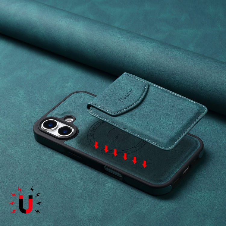 For iPhone 16 Denior D19 Skin Feel MagSafe Detachable Card Slot Phone Case(Blue) - iPhone 16 Cases by Denior | Online Shopping South Africa | PMC Jewellery | Buy Now Pay Later Mobicred