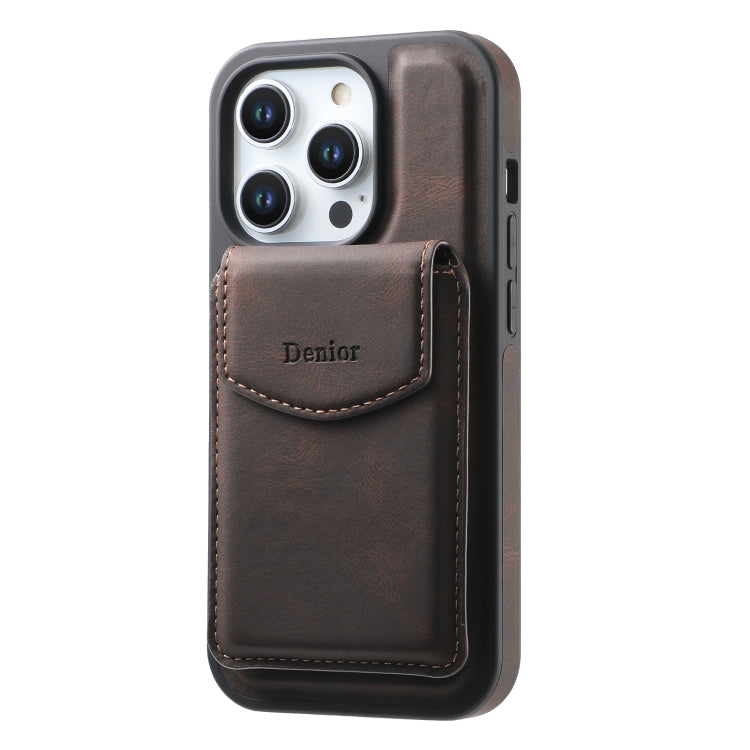 For iPhone 16 Pro Max Denior D20 Skin Feel MagSafe Holder Detachable Card Slot Phone Case(Brown) - free shipping - PMC Jewellery - Order now!
