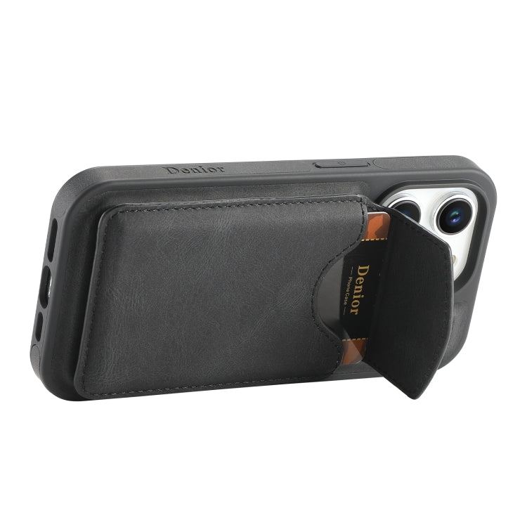 For iPhone 16 Pro Max Denior D20 Skin Feel MagSafe Holder Detachable Card Slot Phone Case(Black) - free shipping - PMC Jewellery - Order now!