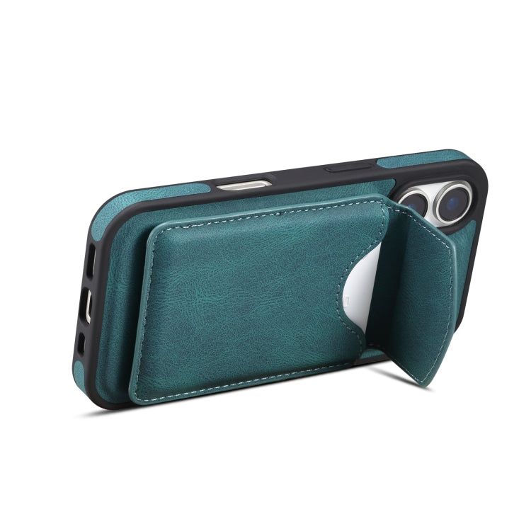 For iPhone 16 Plus Denior D20 Skin Feel MagSafe Holder Detachable Card Slot Phone Case(Blue) - free shipping - PMC Jewellery - Order now!