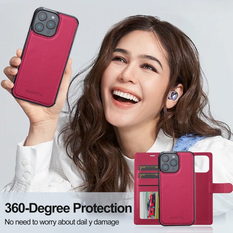 For iPhone 16 Pro Max LC.IMEEKE L2 Series Detachable Magsafe PU Phone Case with Lanyard(Red) - free shipping - PMC Jewellery - Order now!