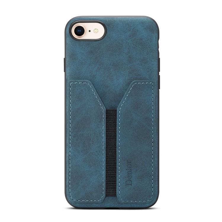 For iPhone 16e Denior D07 DV Elastic Card Slot PU Back Cover Phone Case(Blue) - free shipping - PMC TechLife - Order now!