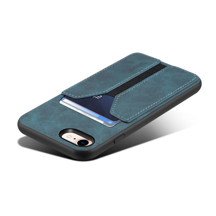 For iPhone 16e Denior D07 DV Elastic Card Slot PU Back Cover Phone Case(Blue) - free shipping - PMC TechLife - Order now!