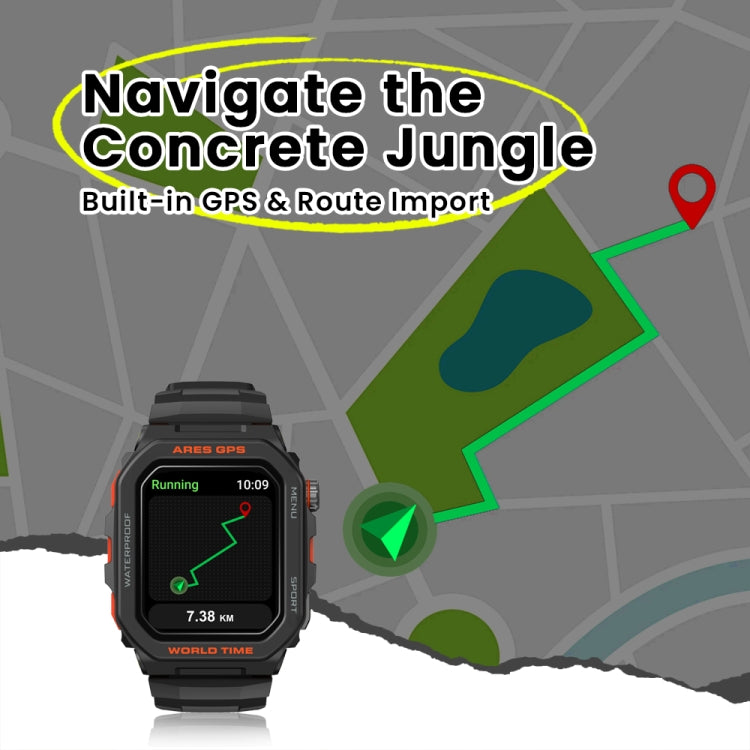 Zeblaze Ares GPS Rugged GPS Smart Watch, Support Heart Rate / Pulse Ox Blood Oxygen(Lava Black) - free shipping - PMC TechLife - Order now!