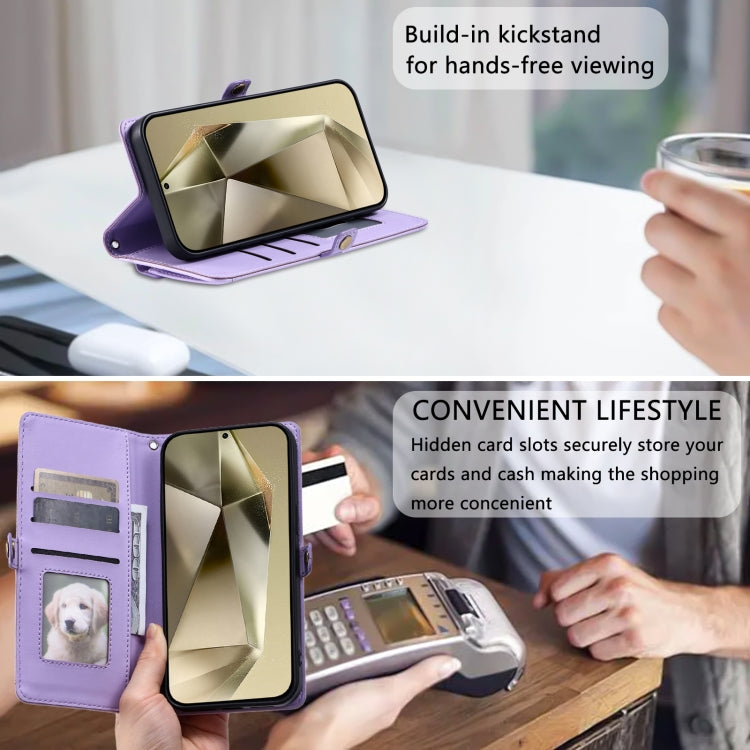 For Samsung Galaxy S25 5G Wallet Multi-card Slot Leather Phone Case with Lanyard(Purple) - Galaxy S25 5G Cases by PMC TechLife | Online Shopping South Africa | PMC TechLife | Buy Now Pay Later Mobicred