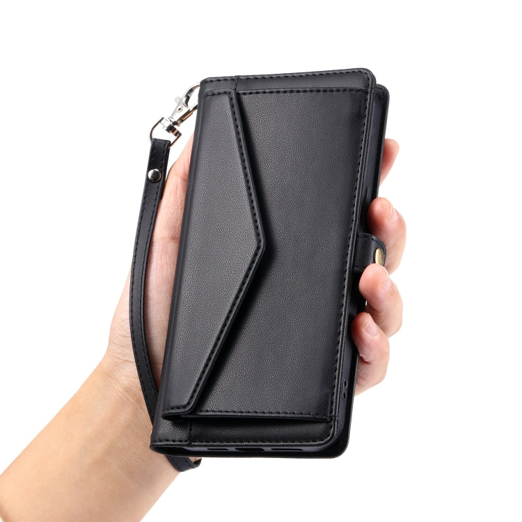 For Samsung Galaxy S25 5G Wallet Multi-card Slot Leather Phone Case with Lanyard(Black) - Galaxy S25 5G Cases by PMC TechLife | Online Shopping South Africa | PMC TechLife | Buy Now Pay Later Mobicred