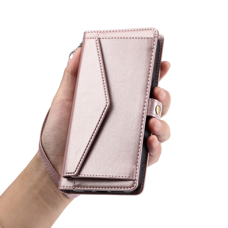 For Samsung Galaxy S25+ 5G Wallet Multi-card Slot Leather Phone Case with Lanyard(Rose Gold) - Galaxy S25+ 5G Cases by PMC TechLife | Online Shopping South Africa | PMC TechLife | Buy Now Pay Later Mobicred
