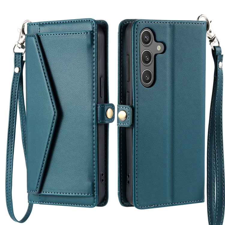 For Samsung Galaxy S25+ 5G Wallet Multi-card Slot Leather Phone Case with Lanyard(Green) - Galaxy S25+ 5G Cases by PMC TechLife | Online Shopping South Africa | PMC TechLife | Buy Now Pay Later Mobicred