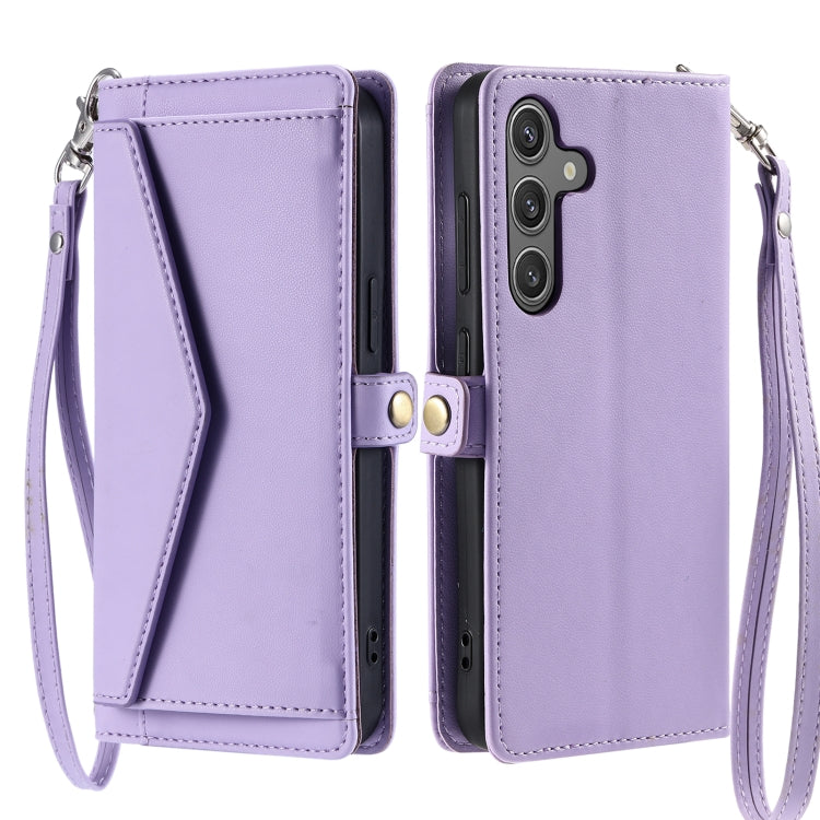 For Samsung Galaxy S25+ 5G Wallet Multi-card Slot Leather Phone Case with Lanyard(Purple) - Galaxy S25+ 5G Cases by PMC TechLife | Online Shopping South Africa | PMC TechLife | Buy Now Pay Later Mobicred
