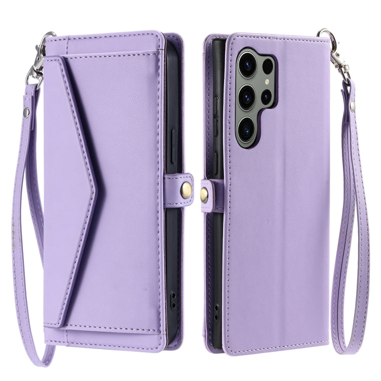 For Samsung Galaxy S25 Ultra 5G Wallet Multi-card Slot Leather Phone Case with Lanyard(Purple) - Galaxy S25 Ultra 5G Cases by PMC TechLife | Online Shopping South Africa | PMC TechLife | Buy Now Pay Later Mobicred