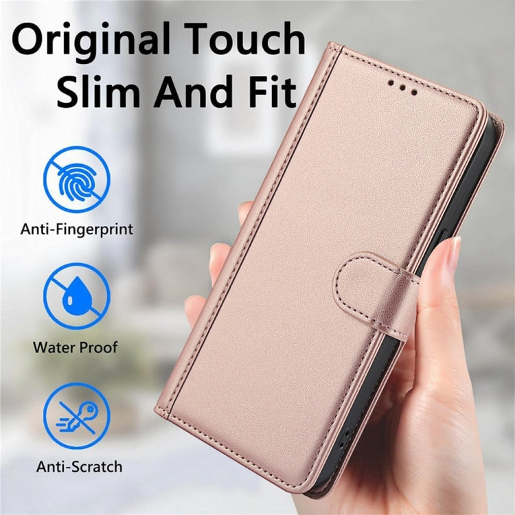 For Motorola Moto G Power 5G 2024 Skin Feel Pure Color Card Slots Leather Phone Case with Dual Lanyard(Rose Gold) - Motorola Cases by PMC Jewellery | Online Shopping South Africa | PMC Jewellery | Buy Now Pay Later Mobicred