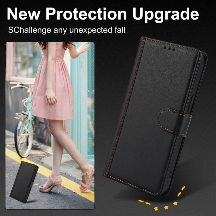 For Samsung Galaxy S25 Ultra 5G Skin Feel Pure Color Card Slots Leather Phone Case with Dual Lanyard(Black) - Galaxy S25 Ultra 5G Cases by PMC TechLife | Online Shopping South Africa | PMC TechLife | Buy Now Pay Later Mobicred