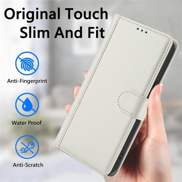 For Samsung Galaxy S25+ 5G Skin Feel Pure Color Card Slots Leather Phone Case with Dual Lanyard(White) - free shipping - PMC TechLife - Order now!