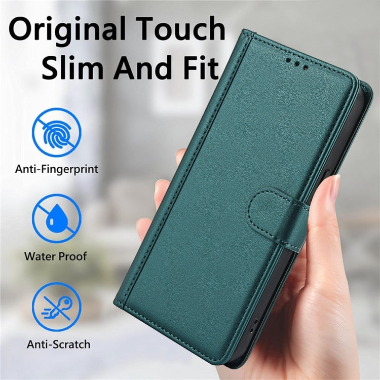 For Samsung Galaxy S25 5G Skin Feel Pure Color Card Slots Leather Phone Case with Dual Lanyard(Green) - Galaxy S25 5G Cases by PMC TechLife | Online Shopping South Africa | PMC TechLife | Buy Now Pay Later Mobicred