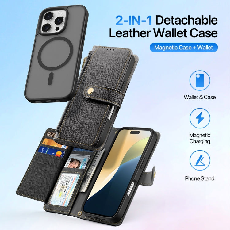 For iPhone 16 Pro Max DUX DUCIS Lawa Series 2 in 1 Wallet Zipper Detachable MagSafe Phone Case with Lanyard(Black) - free shipping - PMC Jewellery - Order now!
