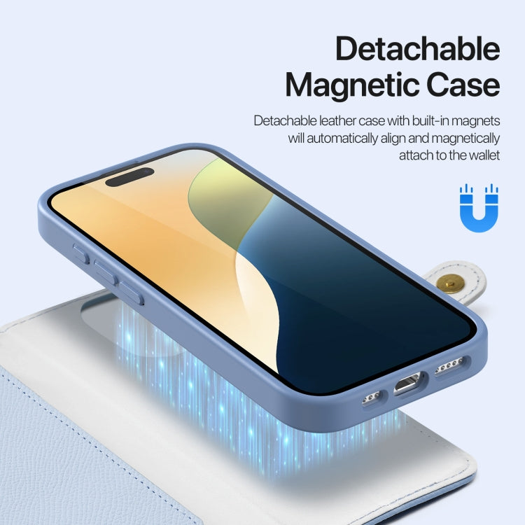 For iPhone 16 Pro DUX DUCIS Lawa Series 2 in 1 Wallet Zipper Detachable MagSafe Phone Case with Lanyard(Light Blue) - free shipping - PMC Jewellery - Order now!