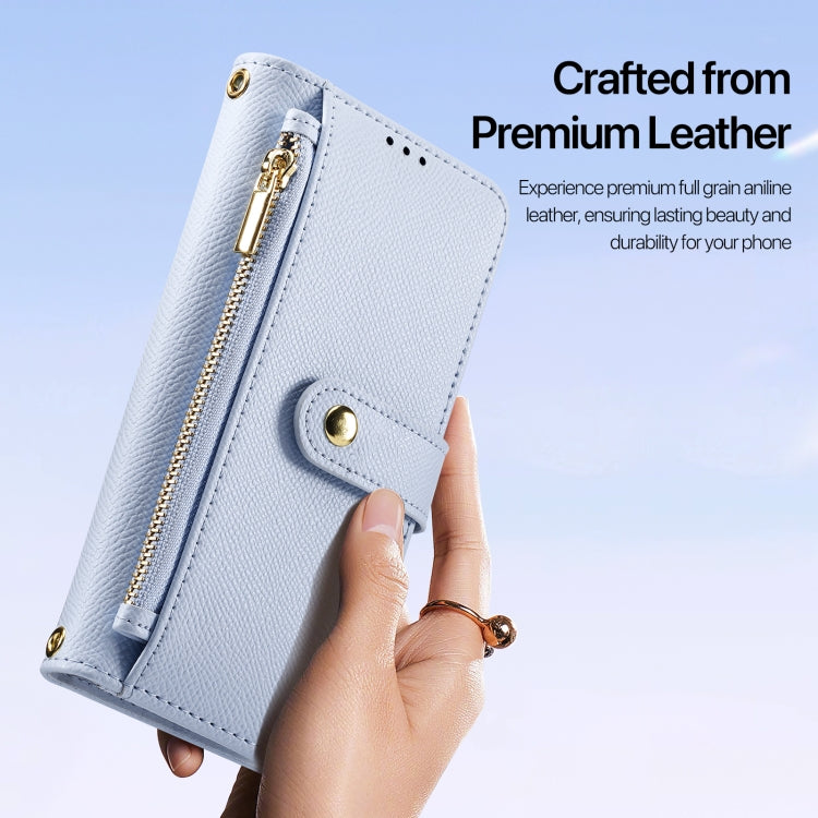 For iPhone 16 Pro DUX DUCIS Lawa Series 2 in 1 Wallet Zipper Detachable MagSafe Phone Case with Lanyard(Light Blue) - free shipping - PMC Jewellery - Order now!