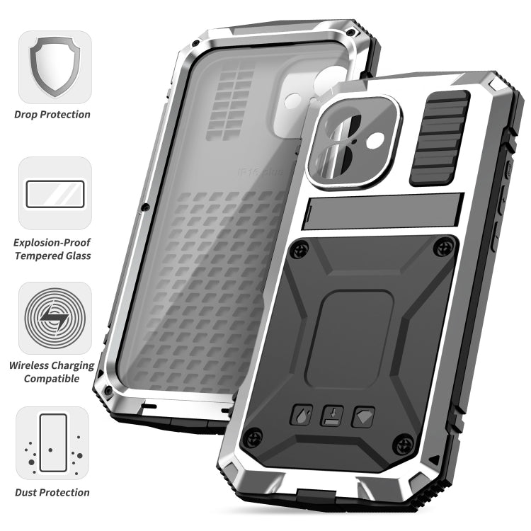 For iPhone 16 Plus R-JUST Life Waterproof Dustproof Shockproof Phone Case(Silver) - free shipping - PMC Jewellery - Order now!