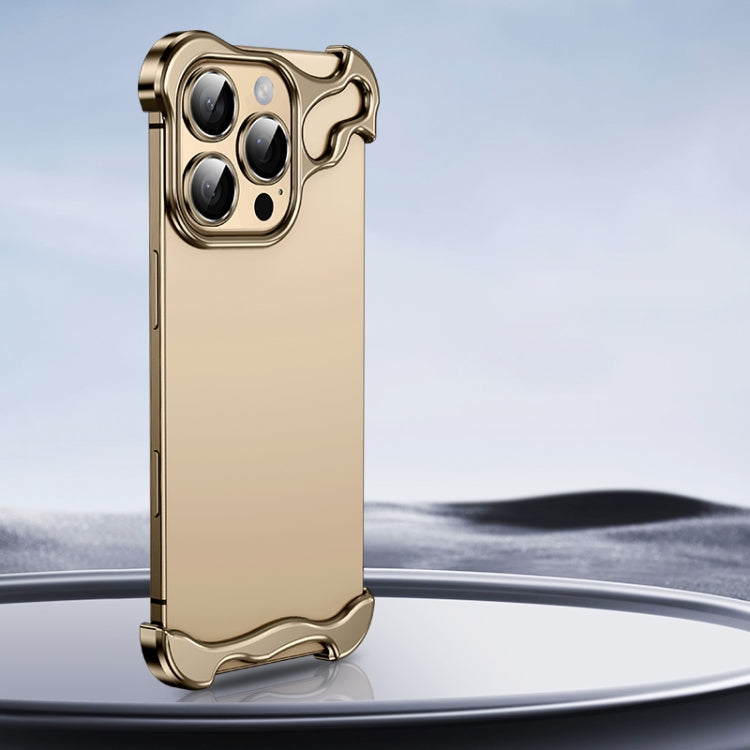 For iPhone 16 Pro Frameless Metal Corner Pad Phone Case with Lens Film(Gold) - iPhone 16 Pro Cases by PMC Jewellery | Online Shopping South Africa | PMC Jewellery | Buy Now Pay Later Mobicred