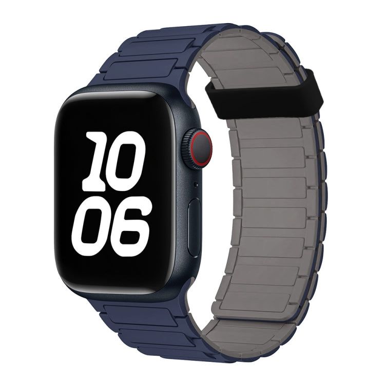 For Apple Watch Series 9 41mm Tri-beads Magnetic Hoop Silicone Watch Band(Indigo Grey) - free shipping - PMc TechLife - Order now!