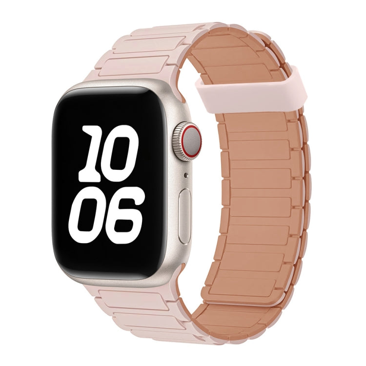 For Apple Watch Series 8 41mm Tri-beads Magnetic Hoop Silicone Watch Band(Pink Rose Grey) - free shipping - PMc TechLife - Order now!