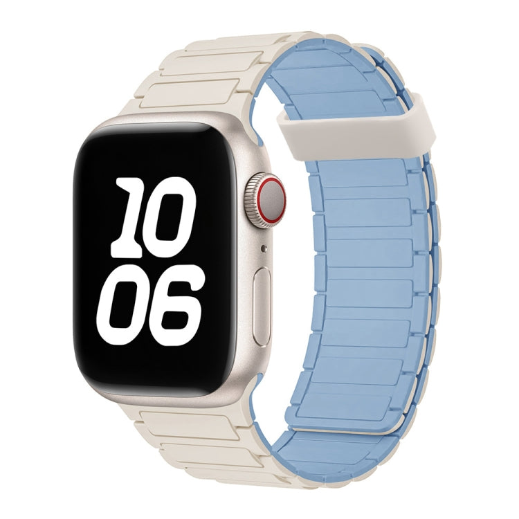 For Apple Watch Series 8 45mm Tri-beads Magnetic Hoop Silicone Watch Band(White Fog Blue) - free shipping - PMc TechLife - Order now!