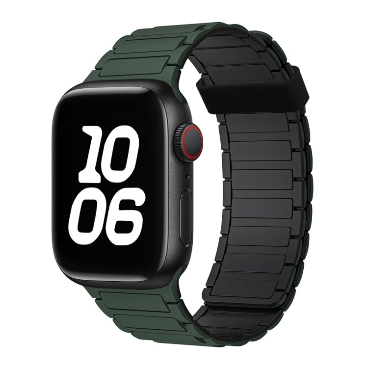 For Apple Watch SE 2022 40mm Tri-beads Magnetic Hoop Silicone Watch Band(Deep Green Black) - free shipping - PMc TechLife - Order now!
