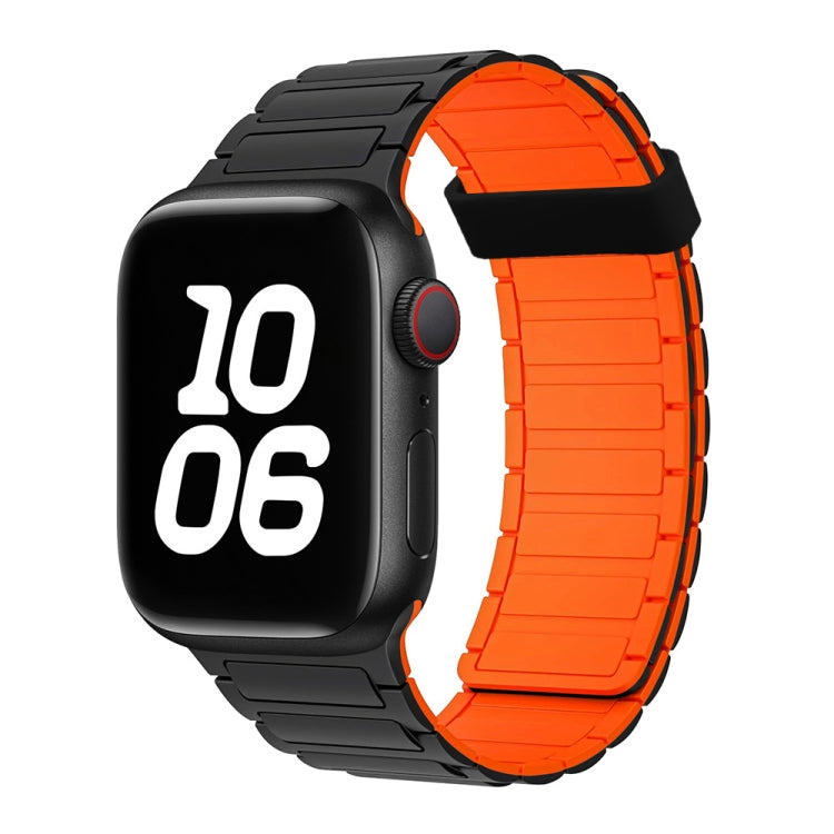 For Apple Watch SE 40mm Tri-beads Magnetic Hoop Silicone Watch Band(Black Orange) - free shipping - PMc TechLife - Order now!
