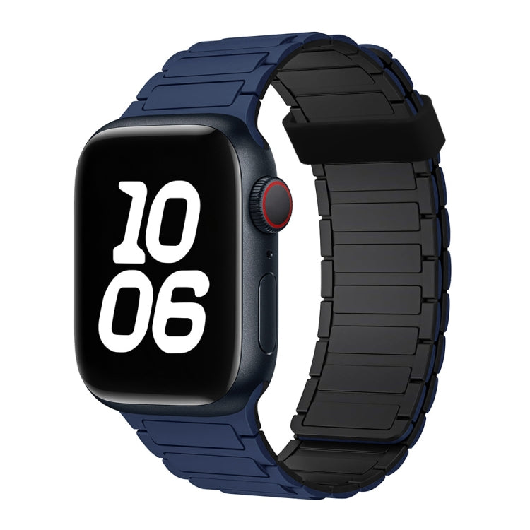 For Apple Watch SE 44mm Tri-beads Magnetic Hoop Silicone Watch Band(Dark Blue Black) - free shipping - PMc TechLife - Order now!