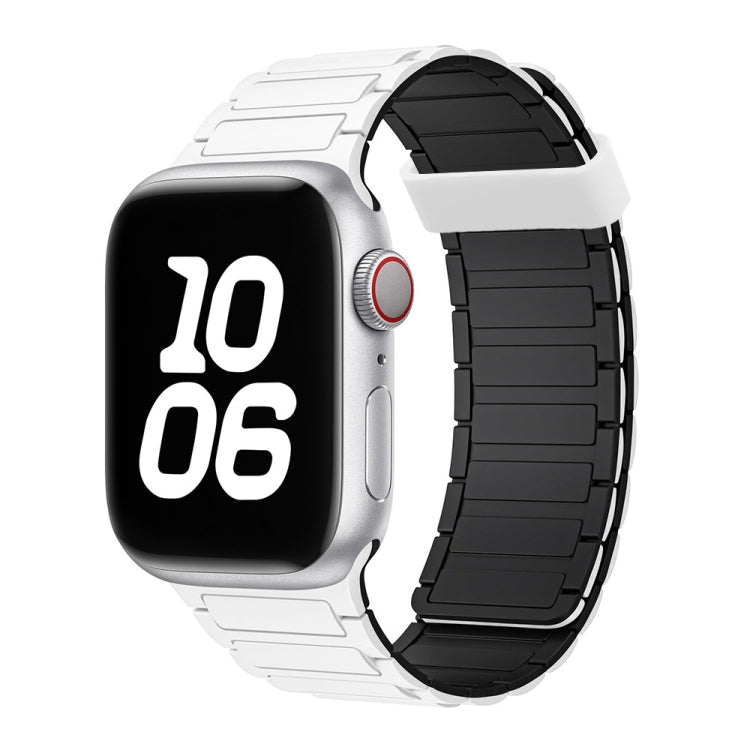For Apple Watch Series 6 44mm Tri-beads Magnetic Hoop Silicone Watch Band(White Black) - free shipping - PMc TechLife - Order now!
