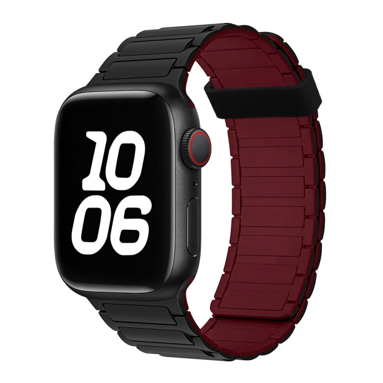 For Apple Watch Series 5 40mm Tri-beads Magnetic Hoop Silicone Watch Band(Black Wine Red) - free shipping - PMc TechLife - Order now!