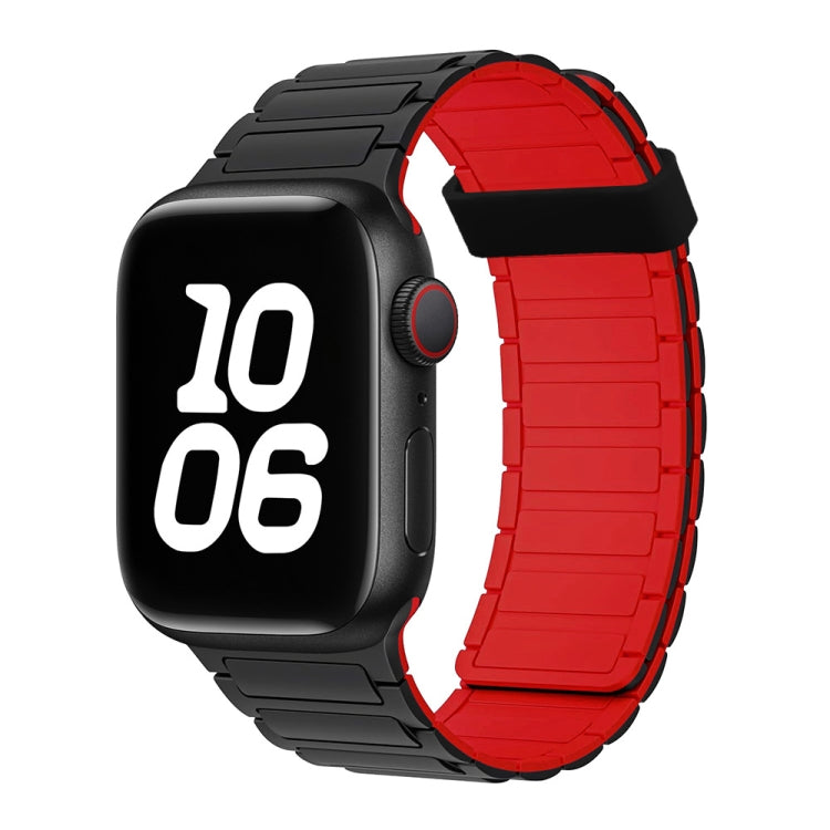 For Apple Watch Series 4 44mm Tri-beads Magnetic Hoop Silicone Watch Band(Black Red) - free shipping - PMc TechLife - Order now!