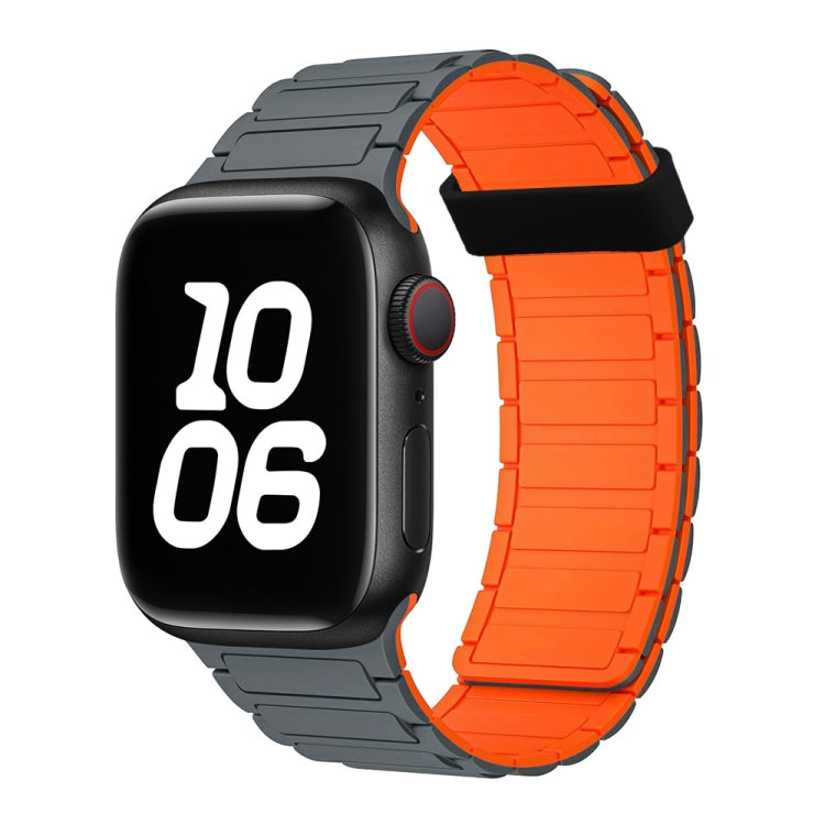 For Apple Watch Series 4 44mm Tri-beads Magnetic Hoop Silicone Watch Band(Grey Orange) - free shipping - PMc TechLife - Order now!