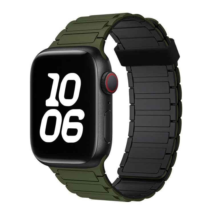 For Apple Watch Series 3 38mm Tri-beads Magnetic Hoop Silicone Watch Band(Army Green Black) - free shipping - PMc TechLife - Order now!