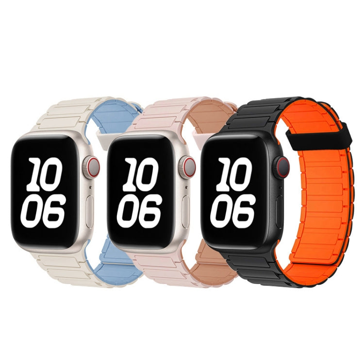 For Apple Watch Series 6 44mm Tri-beads Magnetic Hoop Silicone Watch Band(White Black) - free shipping - PMc TechLife - Order now!