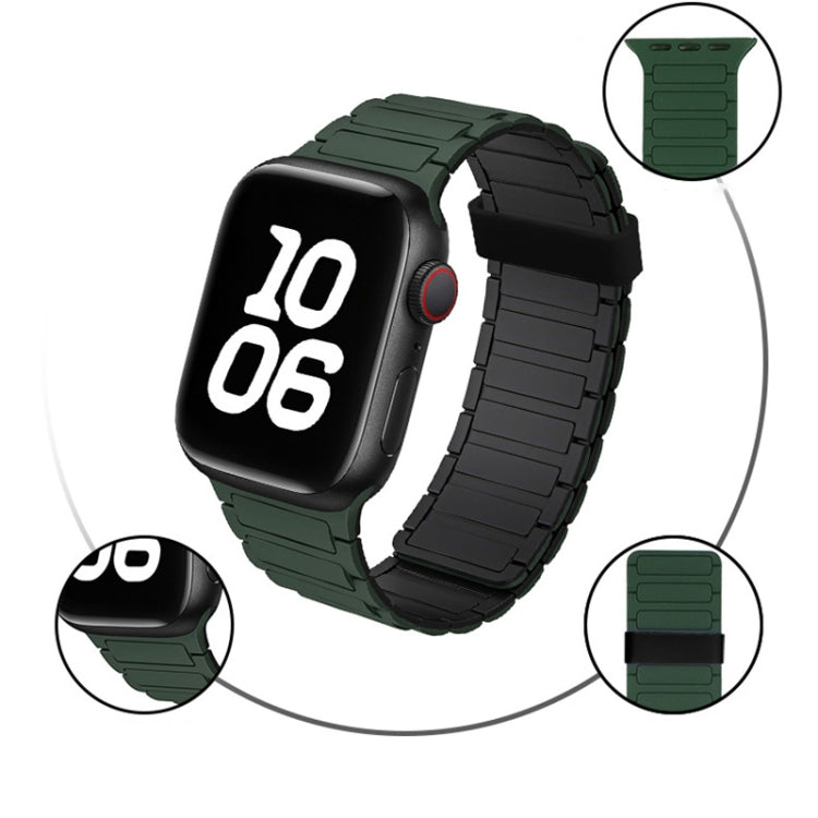 For Apple Watch Series 4 44mm Tri-beads Magnetic Hoop Silicone Watch Band(Black Orange) - free shipping - PMc TechLife - Order now!