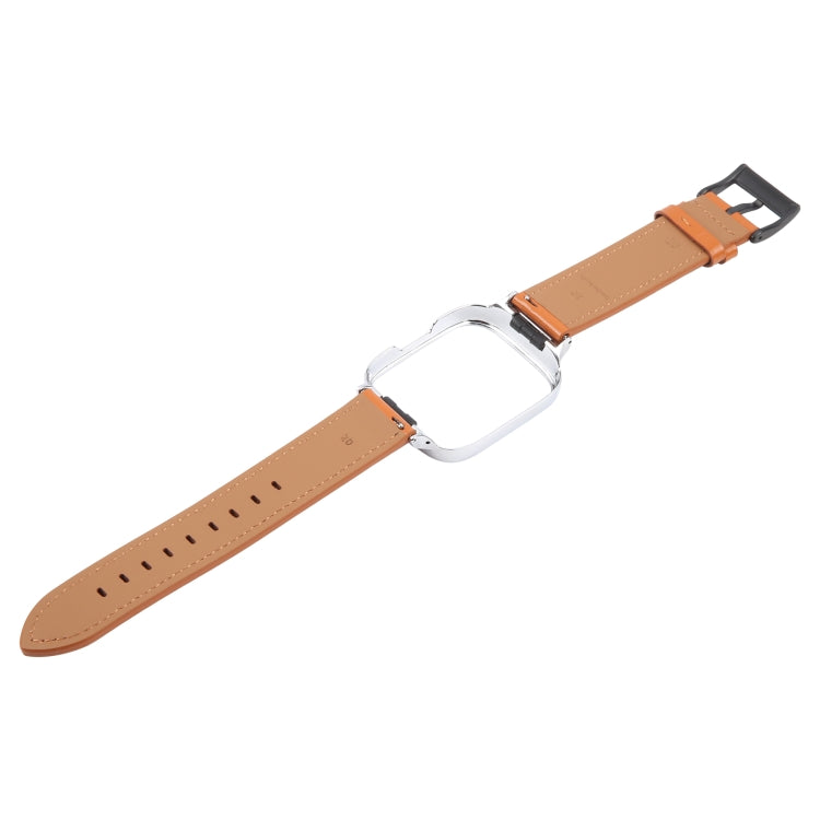 For Redmi Watch 3 Lite Metal Frame Integrated Leather Watch Band(Brown) - free shipping - PMc TechLife - Order now!