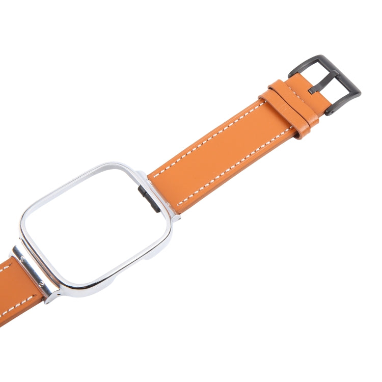For Redmi Watch 3 Lite Metal Frame Integrated Leather Watch Band(Brown) - free shipping - PMc TechLife - Order now!