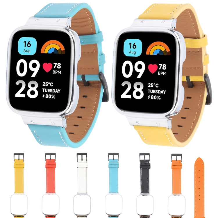 For Redmi Watch 3 Lite Metal Frame Integrated Leather Watch Band(White) - free shipping - PMc TechLife - Order now!