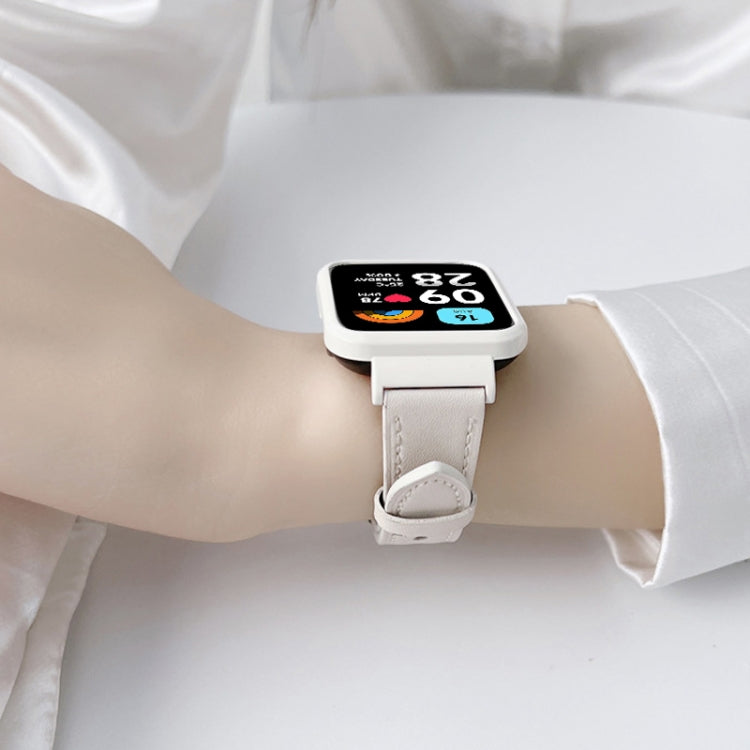 For Redmi Watch 3 Lite Metal Frame Integrated Leather Watch Band(Black) - free shipping - PMc TechLife - Order now!